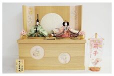【収納飾りセット“有明”】人形作り40年 “平安天鳳”作 極上有職織物 京の舞 白撫子 手作り ひな祭り 木製 今どき かわいい おしゃれ モダン H067-152