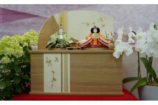 【収納飾りセット“山科”】人形作り40年 “平安天鳳”作 丹後ちりめん 人参草木染め 手作り ひな祭り 木製 今どき かわいい おしゃれ モダン 碧南 にんじん 人参 H067-153