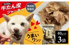 愛犬のおやつ 牛たん皮 40ｇ×3個入り 無添加 無着色 安心 国内生産 ジャーキー 愛犬 おやつ ワンちゃん わんこ ペット 喜ぶ SDGｓ H160-010