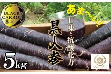 【期間限定】おどろきの甘さと抗酸化力！　黒人参『黒王』5Kg　にんじん スーパーフード 健康 メロン みかん 甘い 糖度 ジュース 自慢 カラフル ブラック キャロット 農作物 自然 野菜 老化防止  H022-014