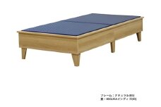 No.452-04 組み立て式　E393-migusa　日本製 セキスイMIGUSA畳使用 国内生産デザイン畳ベッド（シングル）【フレーム色：ナチュラル（85）】【畳：インディゴ（ID）】 ／ 寝具 抗菌仕様 頑丈 安全 国内生産 愛知県