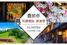 豊田市共通宿泊・飲食券「30,000円分」（3,000円券×10枚）