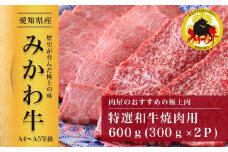 【みかわ牛】特選和牛焼肉用600ｇ