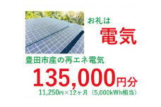 おいでんのでんき5,000kWh相当（135,000円分　毎月11,250円分×12ヶ月）【定期便：全12回】