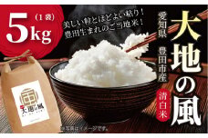 【先行予約】【令和7年産新米】豊田市産「大地の風」精米5kg（1袋）