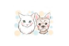 ペット似顔絵ー2匹ー【1341406】