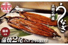 三河一色うなぎ蒲焼き2尾（中サイズ）肝焼き付き・F016-16