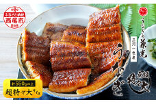 愛知県三河一色産　うなぎ蒲焼き 無頭　超特々大サイズ２尾（計550ｇ以上）・U036-20 国産 愛知県産 西尾市産 三河一色産 うなぎの兼光 鰻 ウナギ 惣菜 総菜 おかず グルメ 食品 タレ付き 頭無し