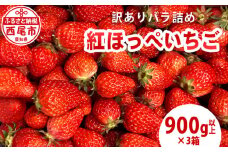 訳ありバラ詰めいちご(紅ほっぺ)　900g以上×3箱・O049-20