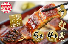 三河産うなぎ「蒲焼き冷凍×5尾（650ｸﾞﾗﾑ以上：100ｸﾞﾗﾑ～160ｸﾞﾗﾑ内）＋鰻肝串2本付き×2袋」うなぎ の蒲焼き 鰻 ウナギ 国産うなぎ 愛知県 西尾市 土用の丑の日 ・A184-30