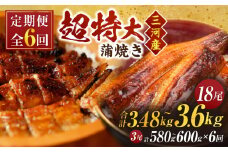 【定期便】三河産うなぎ「超特大蒲焼き3尾(合計580～600g)」×6回(隔月1回 1年間)・A192-156