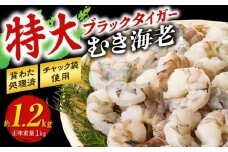 【高級】特大ブラックタイガーむきえび　約1.2㎏（正味1㎏）《配達不可エリア：北海道・沖縄・離島》・K319
