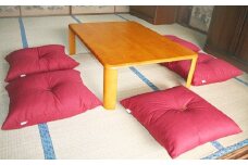 【G0272】5枚組座布団　和かすり：配送情報備考　エンジ