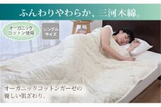 【G0449】【ふんわりとやわらかな風合いが魅力】オーガニックい草染め綿わたキルトケット　シングルサイズ