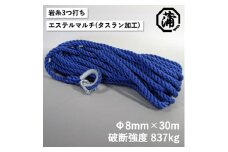 【G0632】蒲印のアンカーロープ 片側シンブル加工 G2T-A （8ｍｍ×30ｍ）
