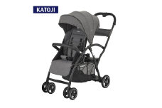 111-1_ベビーカー 2-Seater next（ブラックチェック）｜カトージ KATOJI 2人乗り お出かけ お散歩 子ども 旅行 キッズ 兄弟 姉妹 ブラック チェック 二人 兄弟 姉妹 キッズシート キッズボード