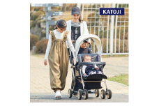 125-10_ベビーカー 二人でゴー リミテッド（ホワイト＆ゴールド）｜カトージ KATOJI ブランド 子育て お出かけ 2人乗り 二人乗り お散歩 子ども 子供 旅行 キッズ 兄弟 姉妹 コンパクト スタイリッシュ おしゃれ 赤ちゃん ベビー ベビーカー 2人でゴー リミテッド ホワイト ゴールド レインカバー