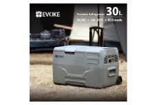 119-3_【EVOKE/イヴォーグ公式】 GLAZE30 ポータブル冷蔵30L（グレー）｜ ポータブル冷蔵庫 車載冷蔵庫 30L ポータブル冷凍庫 車載 冷蔵庫 車載用冷蔵庫 クーラーボックス GLAZE グレイズ -20℃～20℃ アウトドア キャンプ AC DC 12V 24V バッテリー別売り 愛知県 岐阜県 名古屋 acct EVOKE