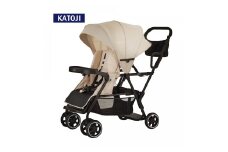 98-1_ベビーカー 二人でゴー（ベージュ）｜カトージ KATOJI ブランド 子育て お出かけ 2人乗り 二人乗り お散歩 子ども 子供 旅行 キッズ 兄弟 姉妹 コンパクト スタイリッシュ おしゃれ 赤ちゃん ベビー ベビーカー 2人でゴー