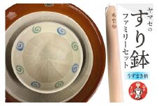 ヤマセのすり鉢　ファミリーセット（うずまき柄）