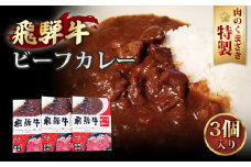 No.193 肉のくまざき特製飛騨牛ビーフカレー3個セット660g ／ 牛肉 レトルトカレー 本格 愛知県