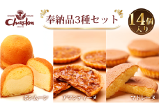 No.215 奉納品セット　3種14個入り ／ 詰合せ アーモンド キャラメル バター 菓子 スイーツ デザート アマンディーヌ マドレーヌ ボンムーン 愛知県