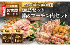 【半年に1回　計2回定期便】名古屋コーチン焼鳥セット・名古屋コーチン鍋&名古屋コーチン1羽分セット