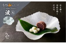 うつ和シリーズ「波・丸」(UT003A)(2枚入り) 食器 日本製 家庭用食洗器対応可 耐熱温度80℃ 耐久性 割れにくい 電子レンジ不可 皿 お皿 うつわ 器 アクリル 樹脂 和紙 モダン 手曲げ加工