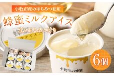 小牧市産のはちみつたっぷりミルクアイス・追いはちみつ付き 6個