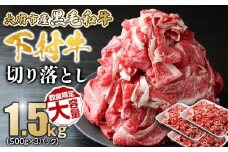 【数量限定・大増量】大府市特産黒毛和牛「下村牛」切り落とし 1.5kg（500g×3パック）