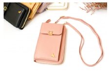 お財布ショルダー スマホショルダー スマホポーチ 猫 スマホポシェット 【ピンク】