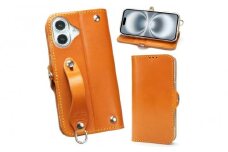 EFGS iPhone 16 手帳型 ケース 栃木キャメル 【左開き】 TPU スタンド カード入れ ベルト付き 栃木レザー 本革 リッキーズ
