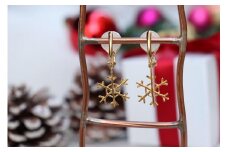 【プレゼント包装付き】シルバー 雪の結晶イヤリング（金色 /S）