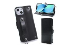 EFGS iPhone 15Plus 手帳型 ケース 栃木ブラック 【左開き】 TPU スタンド カード入れ ベルト付き 栃木レザー 本革 リッキーズ