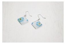 【七宝】青い花のピアス SV（銀色・M）- ギフト包装付き -