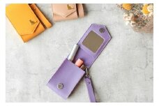 【パープル】毎日の“ときめき”を仕込めるリップケース　リップクリームホルダー　キーホルダーストラップ【ミラー付き・3本入る】