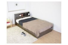 【組立サービス付】K333　ダブルサイズベッド　国産ボンネルコイルマットレス(10816B)付(ダークブラウン)（1282）