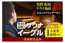 【ふるさと納税限定】　サウナイーグル１か月フリー入泉券（深夜料金込み。１か月何度でも出入り自由）（1714）