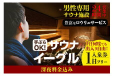 【ふるさと納税限定】　サウナイーグル１日フリー入泉券（深夜料金込み。１日何度でも出入り自由）（1707）