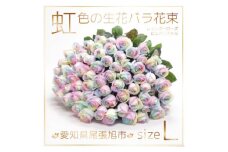 生花 レインボーローズ 花束 ピュアパステル Lサイズ : 愛知県尾張旭市 50本【1541660】