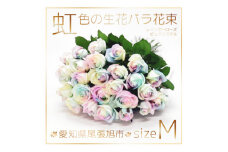 生花 レインボーローズ 花束 ピュアパステル Mサイズ : 愛知県尾張旭市 30本【1547619】