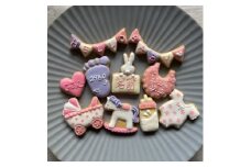 ＜名入れ可＞出産祝いアイシングクッキー(10個入り・ピンク)【1637959】