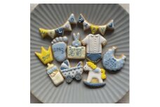 ＜名入れ可＞出産祝いアイシングクッキー(10個入り・ブルー)【1637974】
