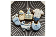 ＜名入れ可＞出産祝いアイシングクッキー(6個入り・ブルー)【1637987】