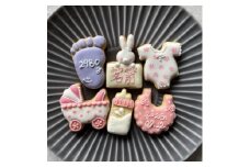 ＜名入れ可＞出産祝いアイシングクッキー(6個入り・ピンク)【1638005】