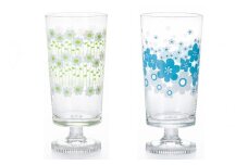 アデリアレトロ 脚付きグラス アデリアラプソディ＆花の輪｜昭和 レトロ グラス コップ 食器 アデリア 石塚硝子 【0535】