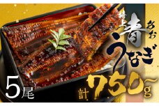 【土用の丑の日お届け/冷蔵】厳選 高級 青うなぎ 5尾 蒲焼 750g