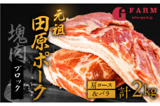 国産 豚肉 ブロック 肩ロース・バラ 食べ比べ 1kg×2 計2kg 田原ポーク