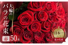 バラ 花束 大輪 赤 50本 (40cm) ブーケ 薔薇 ローズ  生花 観賞用 プレゼント 花 ギフト 誕生日 植物 フラワー 土壌栽培 産地直送 田原市 人気 切り花 切花 28000円