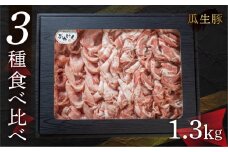 国産 豚肉 食べ比べ 1.3kg しゃぶしゃぶ用 ロース バラ 冷凍 瓜生豚 小分け 贈答用 化粧箱 ぶた スライス 薄切り 豚しゃぶ 贈り物 ギフト 箱入り お取り寄せ お取り寄せグルメ 食品 送料無料 産地直送 冷凍 瓜生 23000円